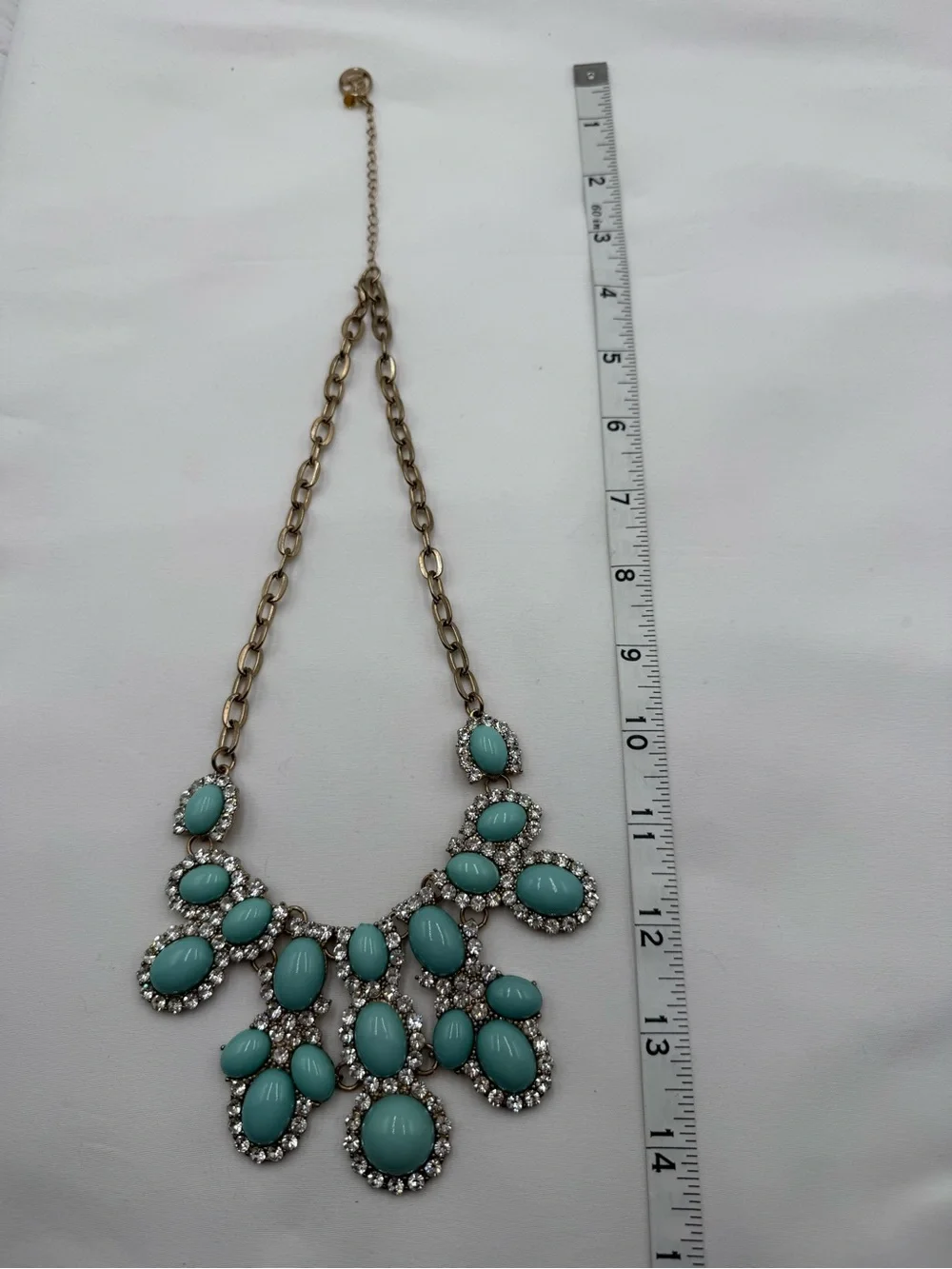 Erica Lyons Turquoise Bib Rhinestone Statement Bib Necklace